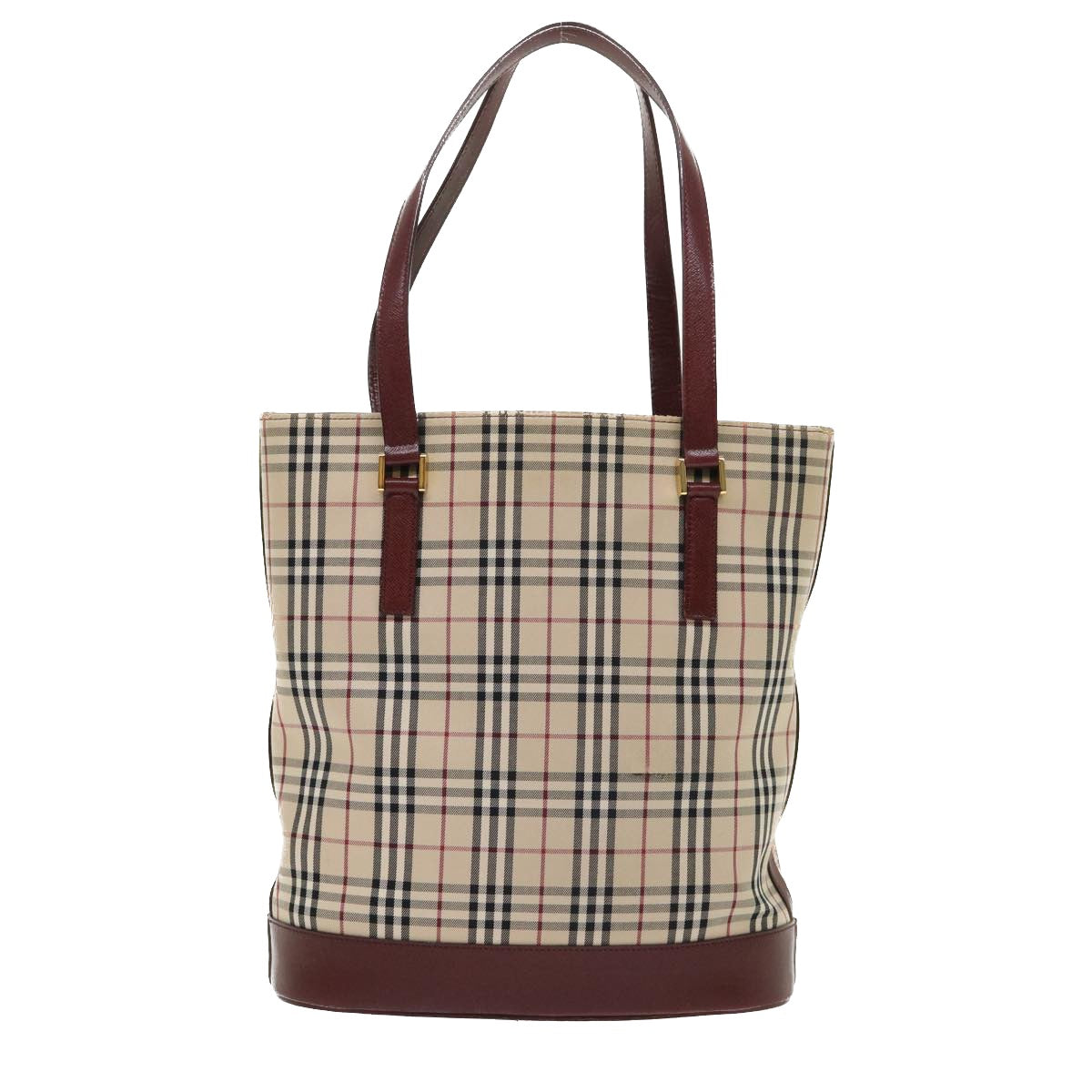 BURBERRY Nova Check Tote Bag Nylon Leather Beige Auth 46311 - 0