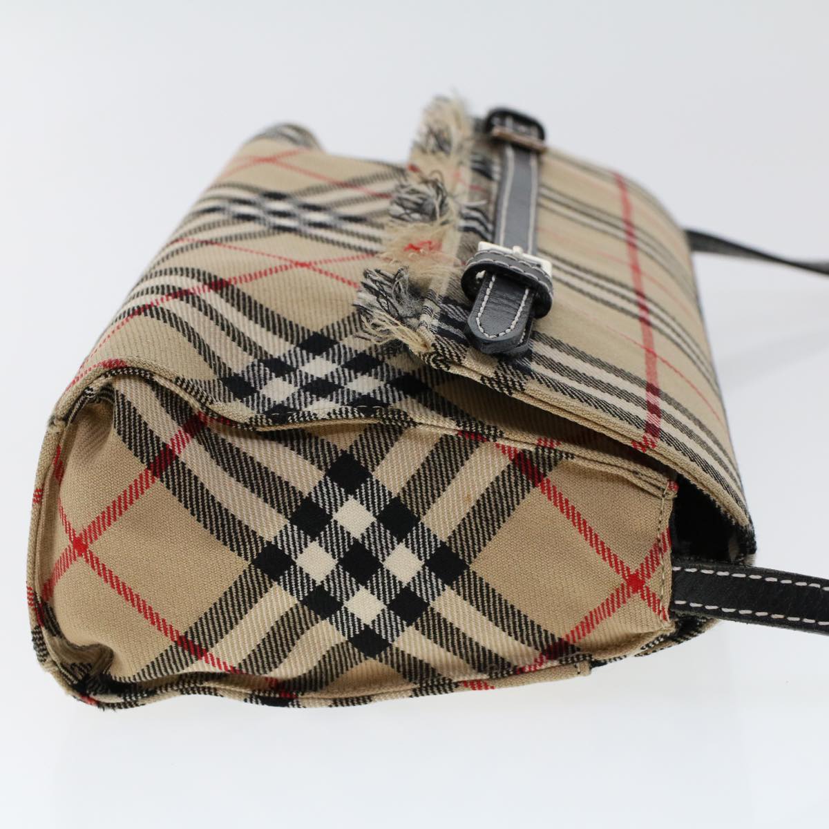 BURBERRY Nova Check Shoulder Bag Nylon Leather Beige Auth 46316