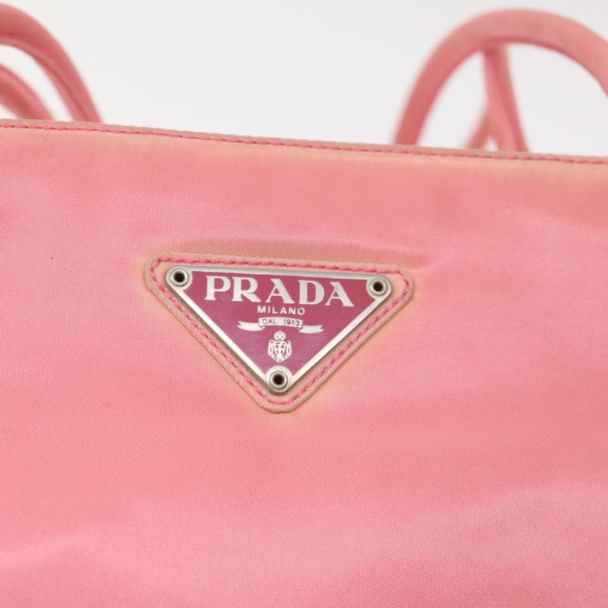 PRADA Hand Bag Nylon Pink Auth 46321