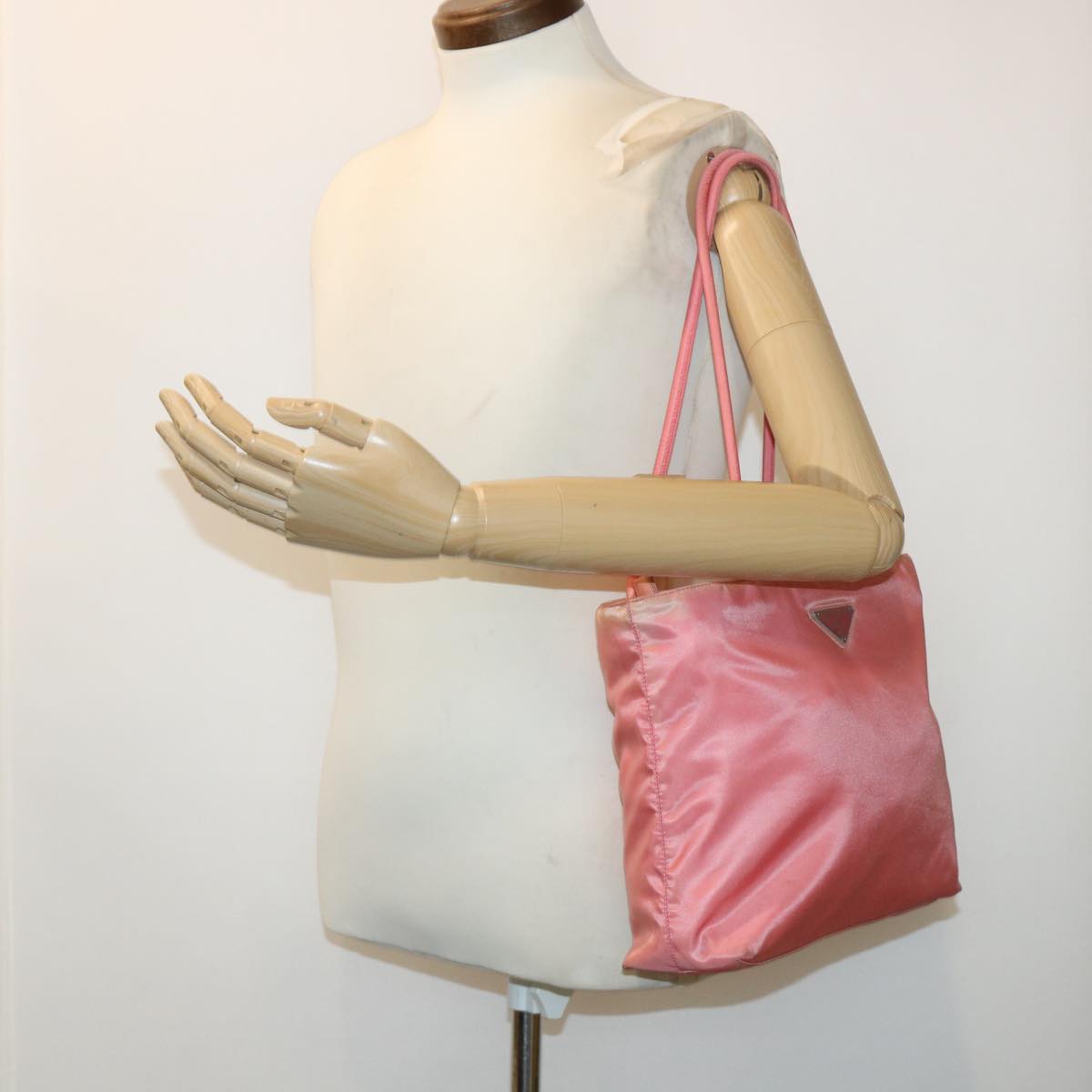 PRADA Hand Bag Nylon Pink Auth 46321