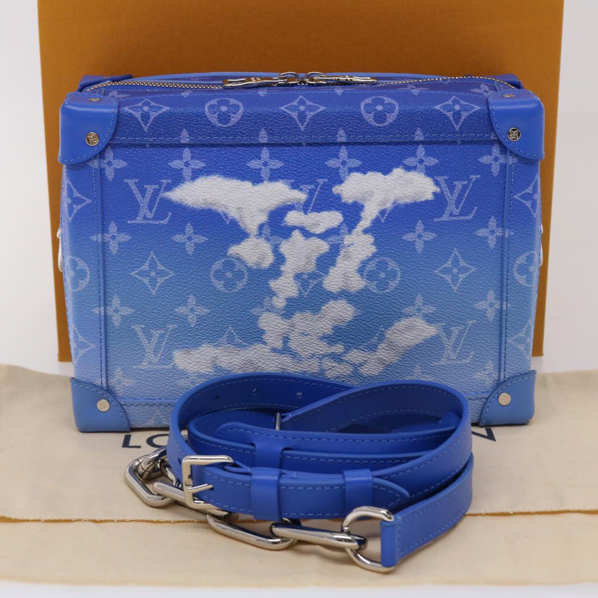 LOUIS VUITTON Monogram Clouds Soft Trunk Shoulder Bag Blue M45430 LV Auth 46350A