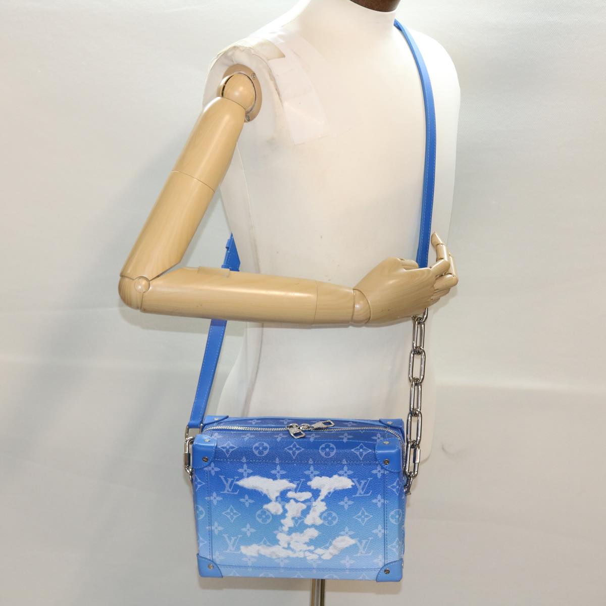 LOUIS VUITTON Monogram Clouds Soft Trunk Shoulder Bag Blue M45430 LV Auth 46350A