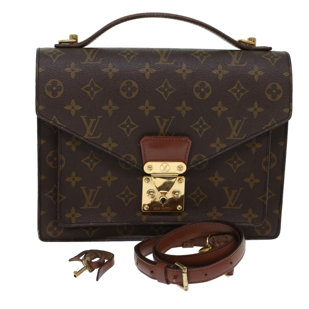 LOUIS VUITTON Monogram Monceau28 Hand Bag 2way M51185 LV Auth 46395