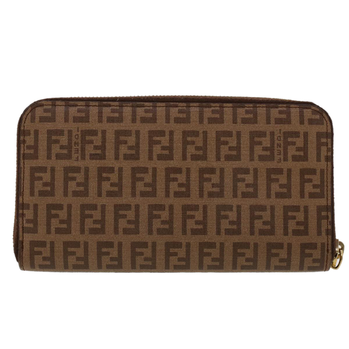 FENDI Zucchino Canvas Long Wallet Brown Auth 46402 - 0