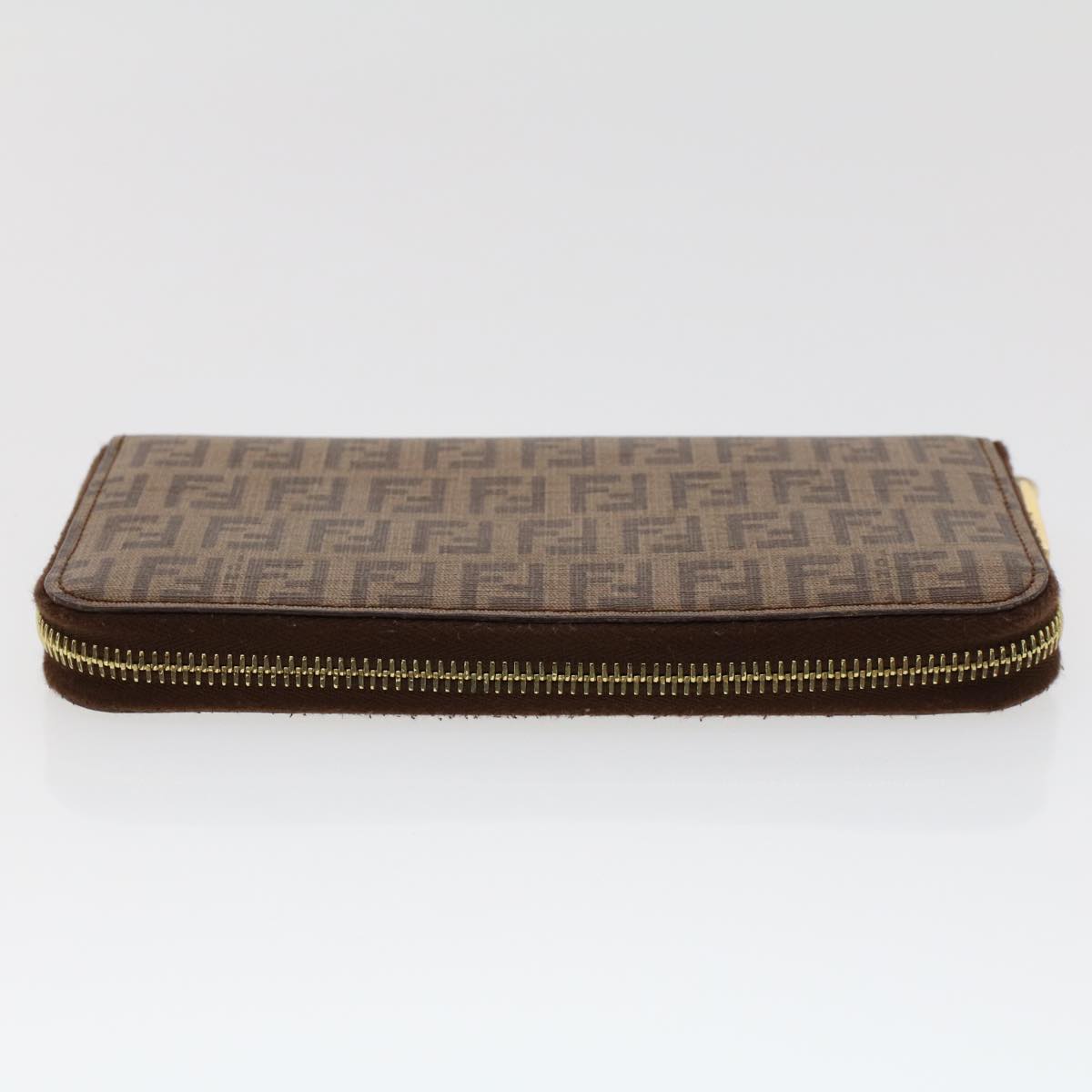 FENDI Zucchino Canvas Long Wallet Brown Auth 46402