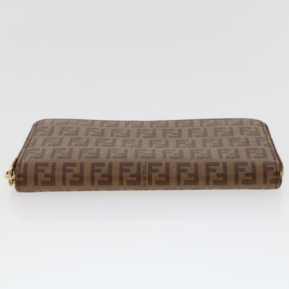 FENDI Zucchino Canvas Long Wallet Brown Auth 46402