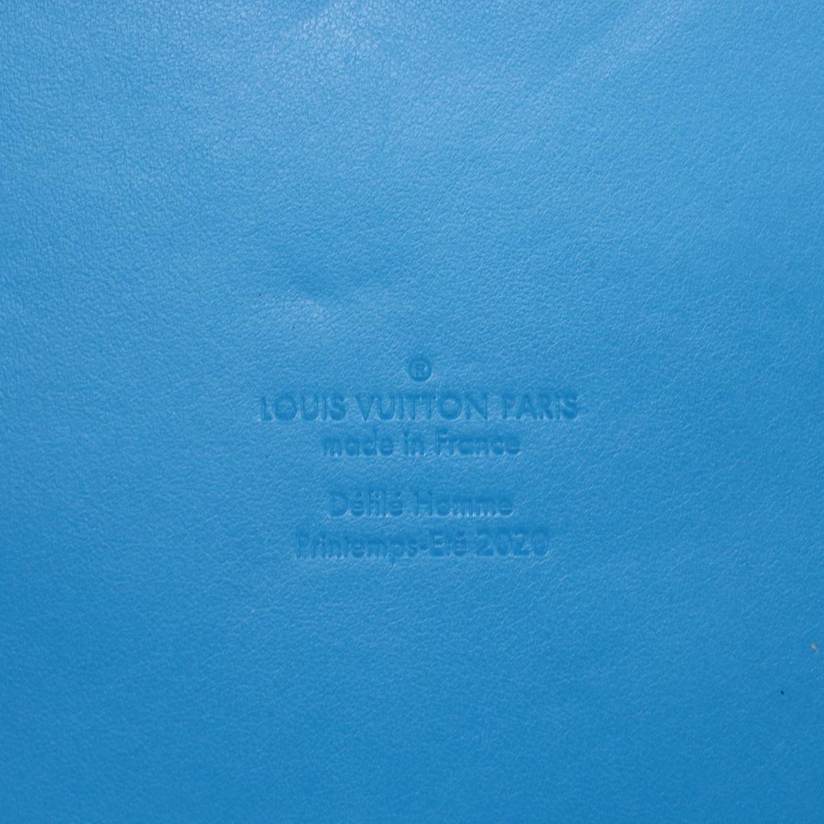 LOUIS VUITTON Monogram Mesh Keepall Triangle 50 Bag Blue M45048 LV Auth 46405A