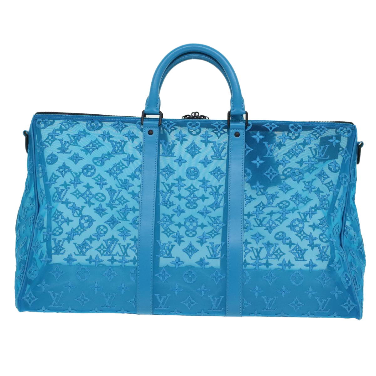 LOUIS VUITTON Monogram Mesh Keepall Triangle 50 Bag Blue M45048 LV Auth 46405A - 0