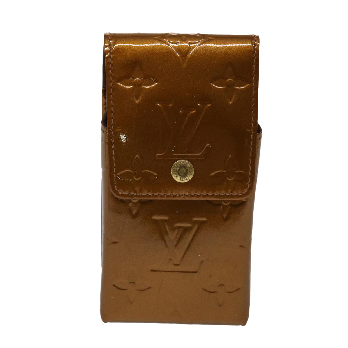 LOUIS VUITTON Monogram Vernis Cigarette Case Bronze M91156 LV Auth 46537