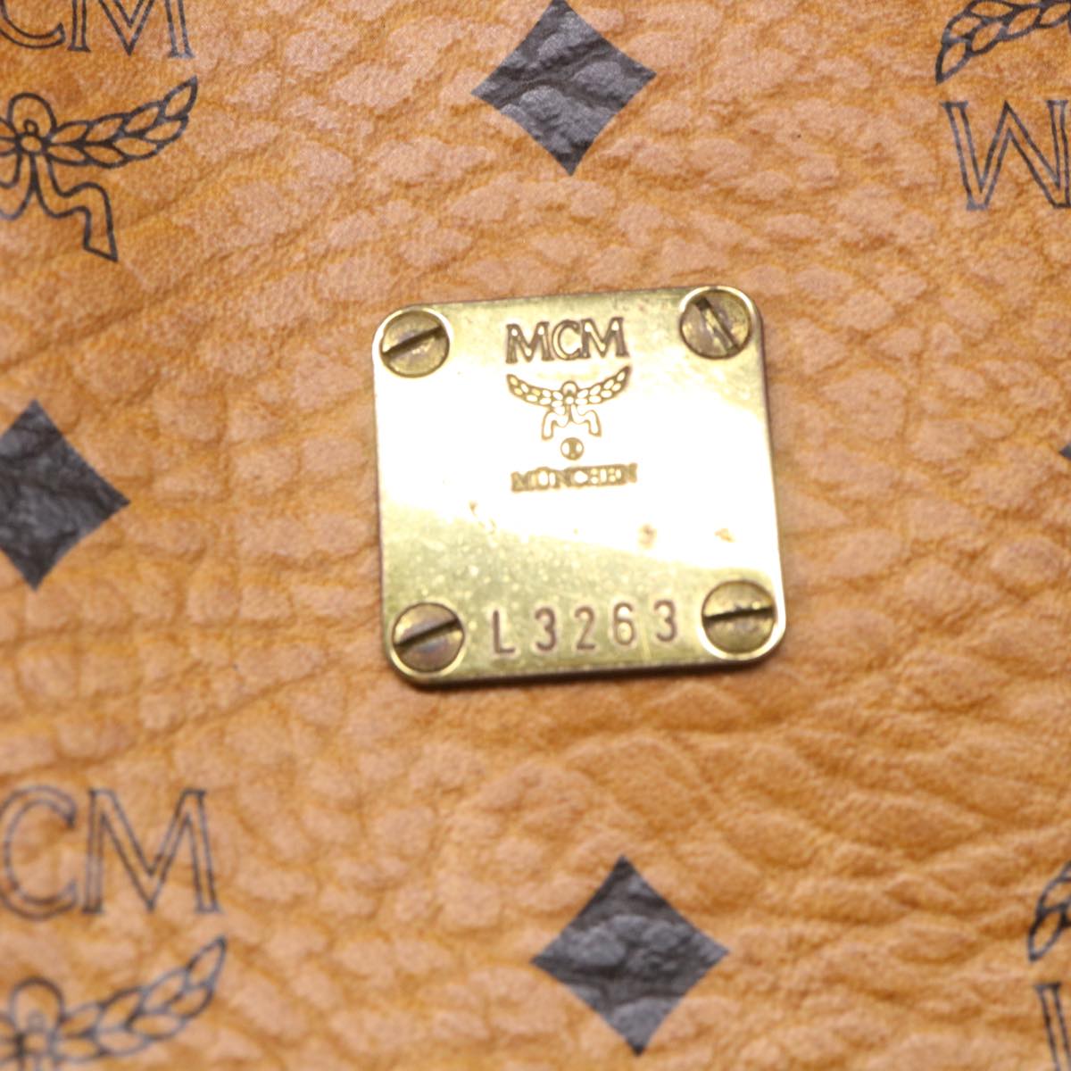 MCM Vicetos Logogram Hand Bag PVC Leather 2way Brown Black Auth 46665