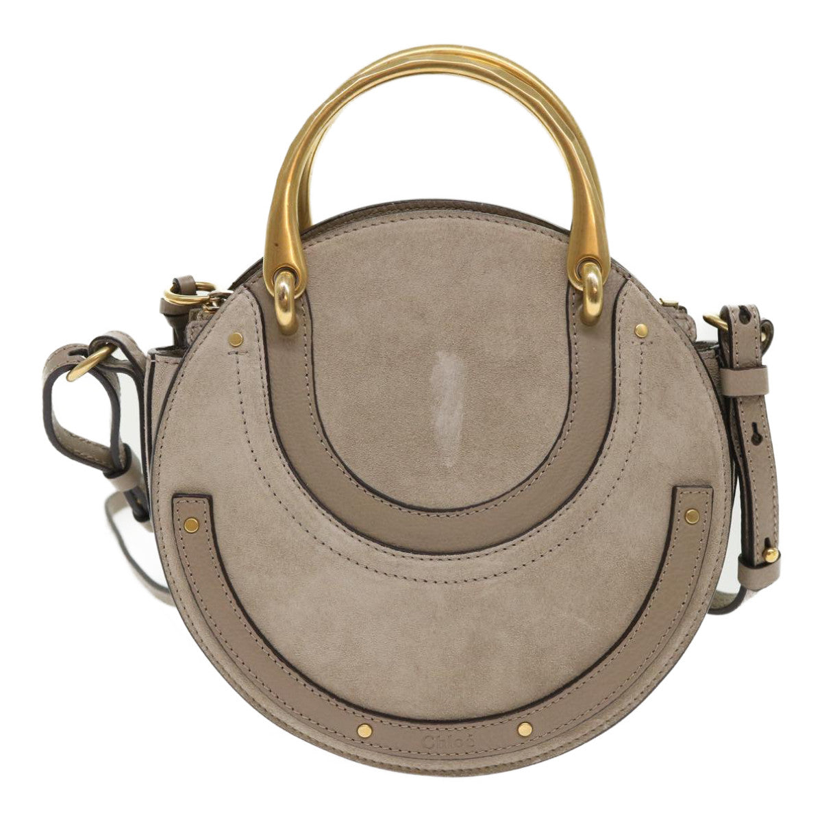 Chloe Picou Shoulder Bag Suede Leather 2way Gray Auth 46666