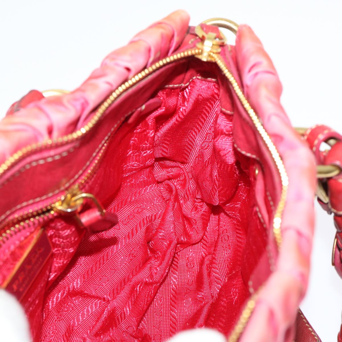 PRADA Hand Bag Nylon 2way Red Auth 46678