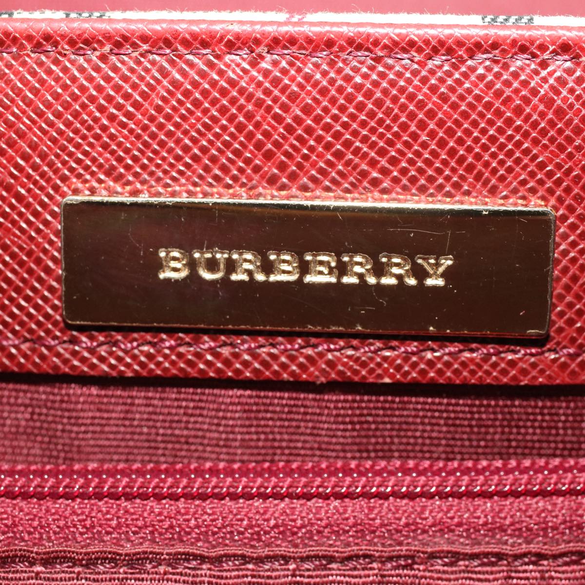 BURBERRY Nova Check Hand Bag Canvas Beige Red Auth 46684