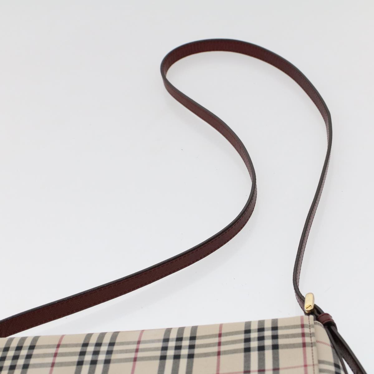 BURBERRY Nova Check Hand Bag Canvas Beige Red Auth 46684