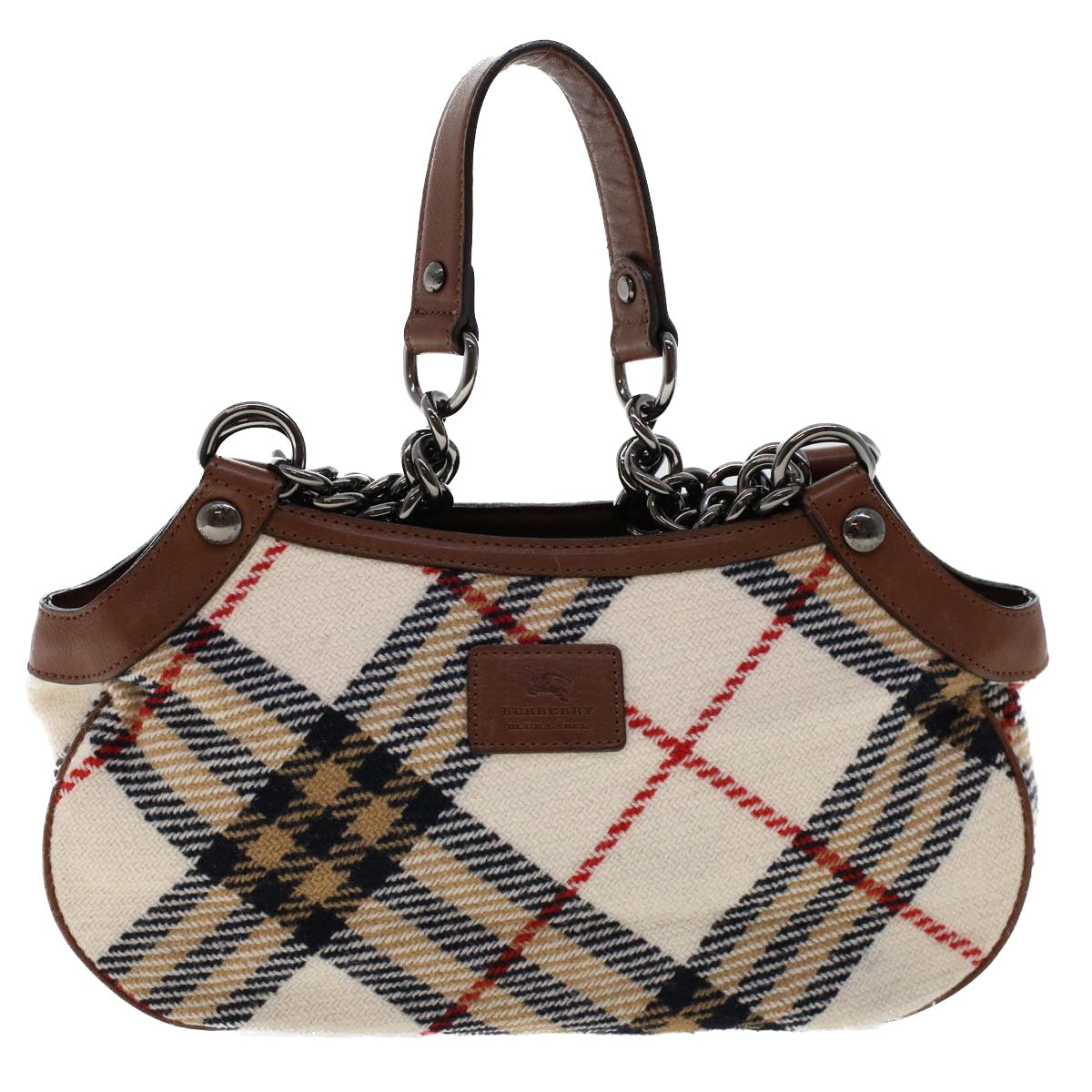 BURBERRY Nova Check Shoulder Bag Canvas Leather White Auth 46686