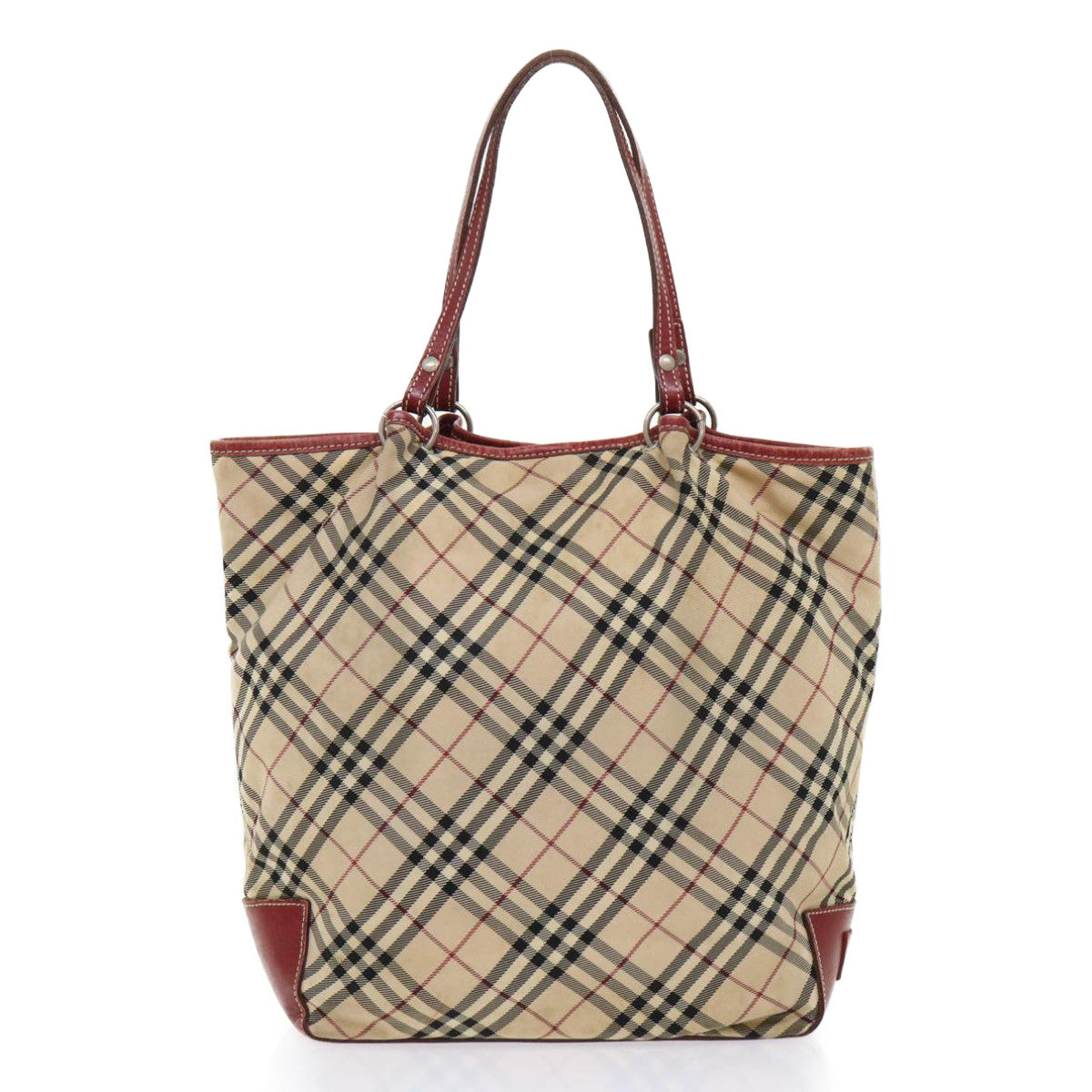 BURBERRY Nova Check Tote Bag Nylon Beige Auth 46688