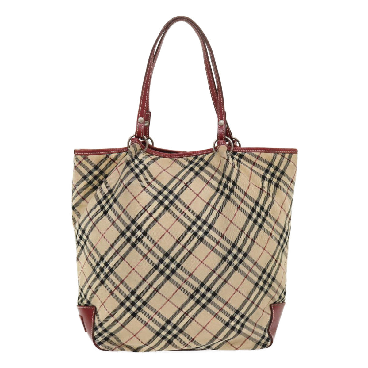 BURBERRY Nova Check Tote Bag Nylon Beige Auth 46688