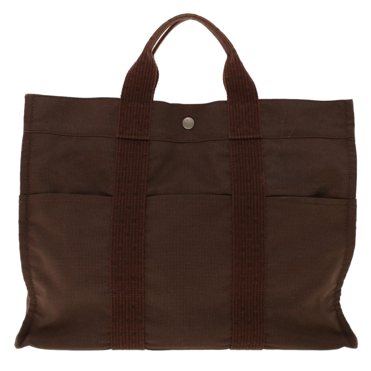 HERMES Her Line Tote Bag Canvas Brown Auth 46779