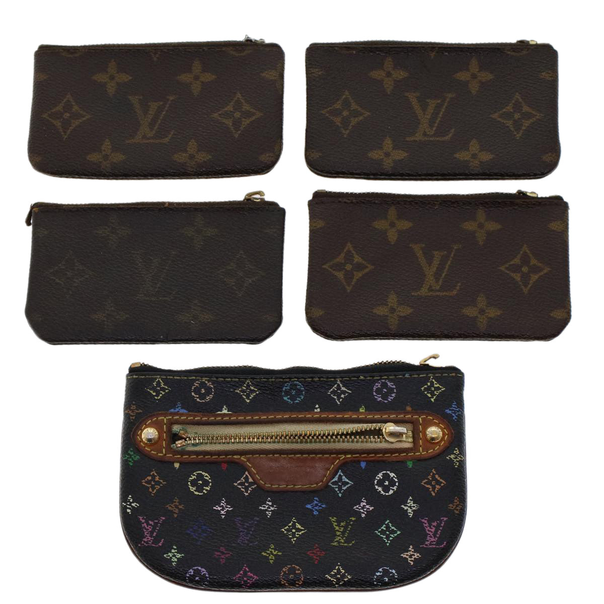 LOUIS VUITTON Monogram Multicolor Key Case 5Set Black LV Auth 46819