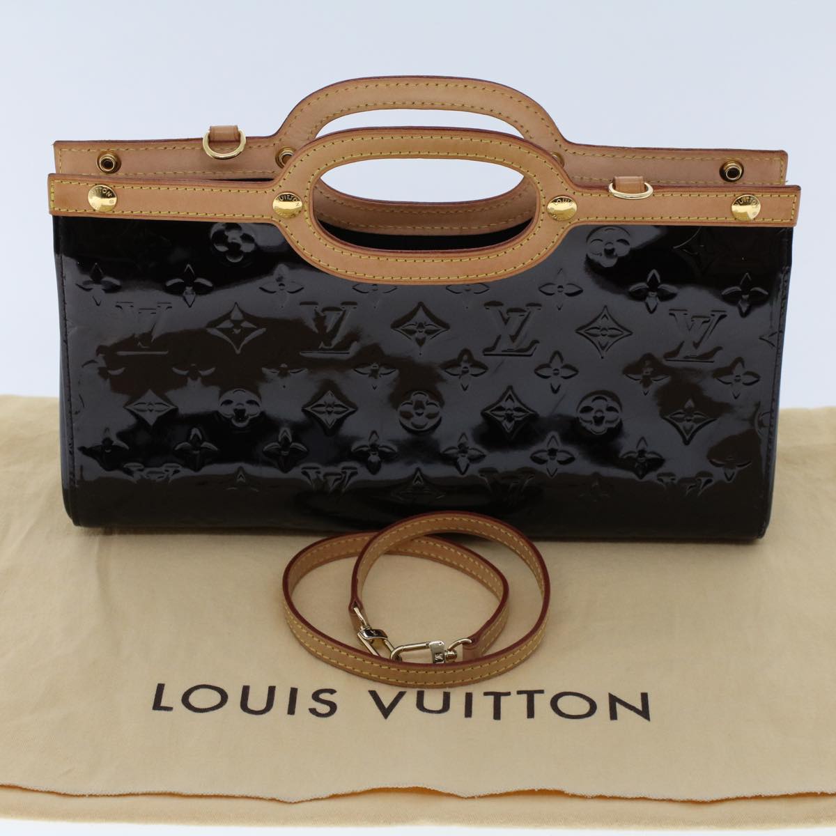 LOUIS VUITTON Monogram Vernis Roxbury Drive Hand Bag Amarante M91995 Auth 46836