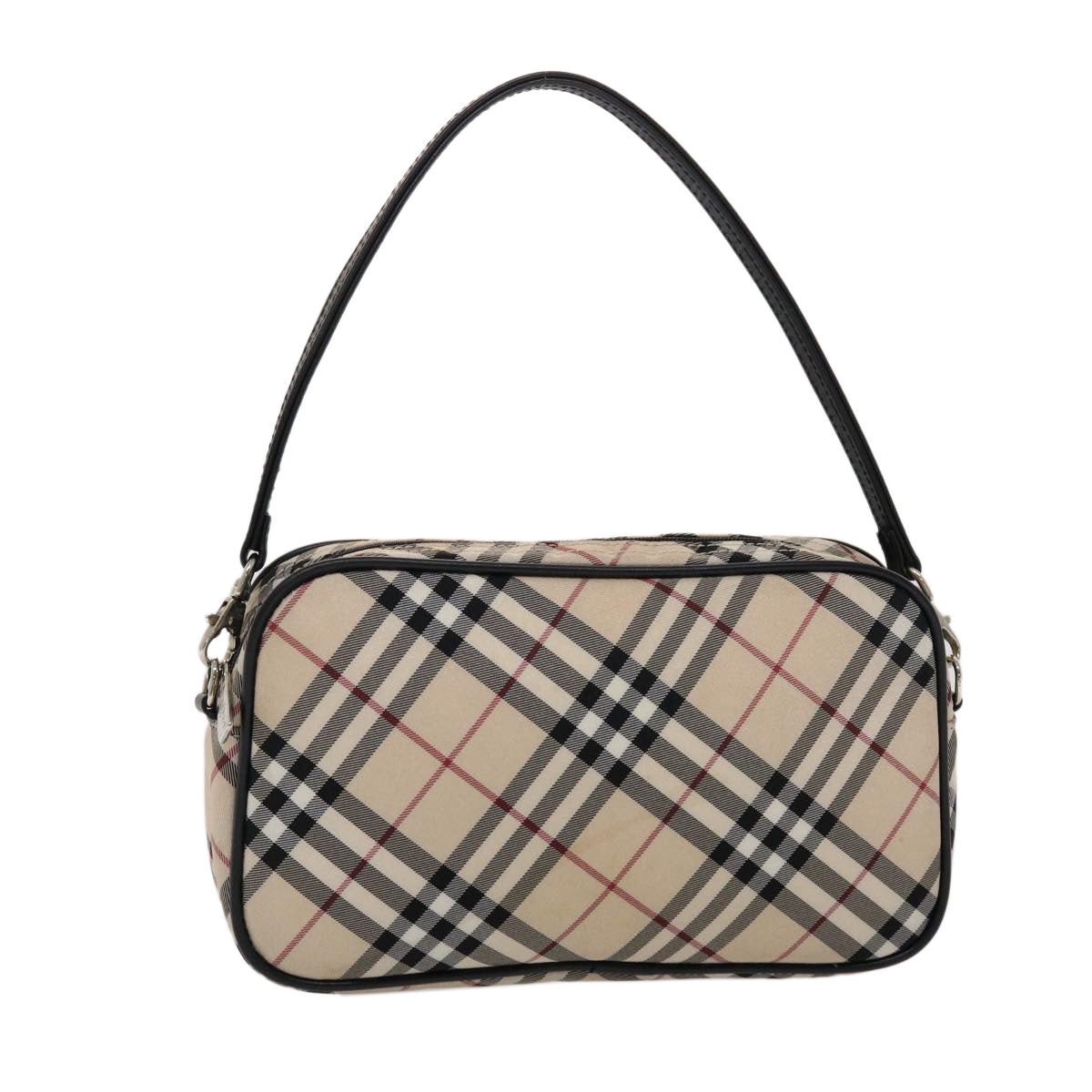 BURBERRY Nova Check Blue Label Pouch Nylon Beige Auth 46954