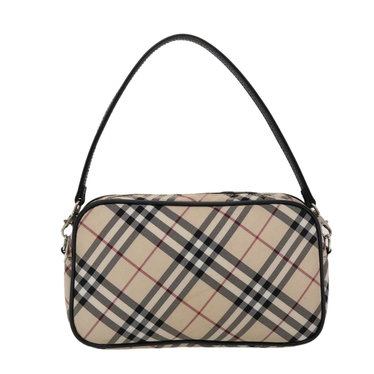 BURBERRY Nova Check Blue Label Pouch Nylon Beige Auth 46954