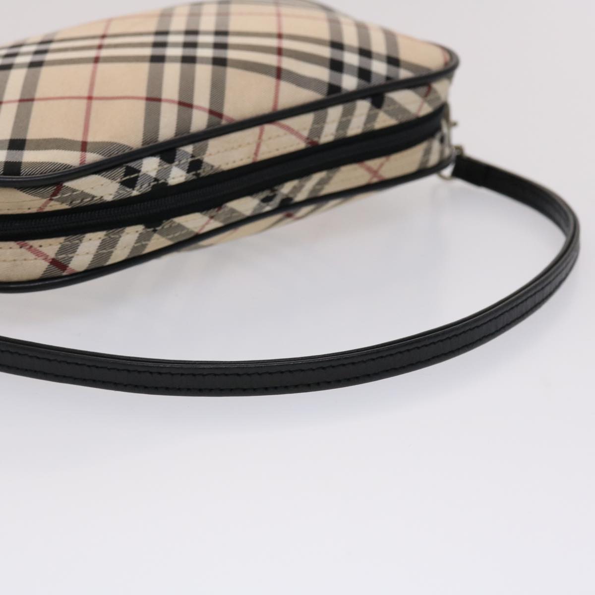 BURBERRY Nova Check Blue Label Pouch Nylon Beige Auth 46954