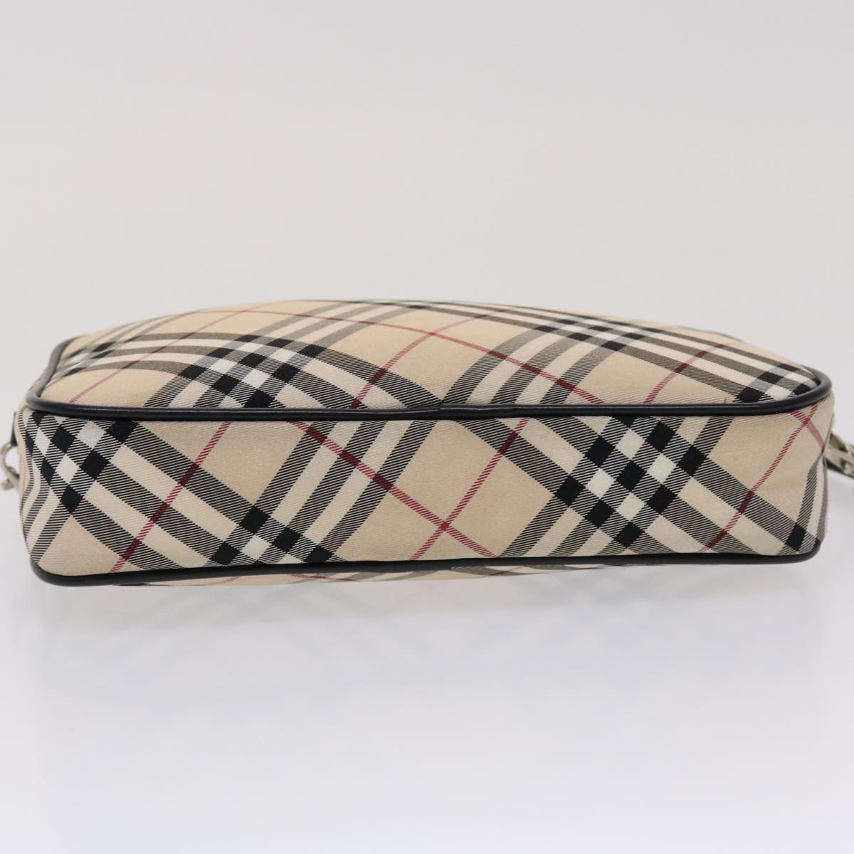 BURBERRY Nova Check Blue Label Pouch Nylon Beige Auth 46954