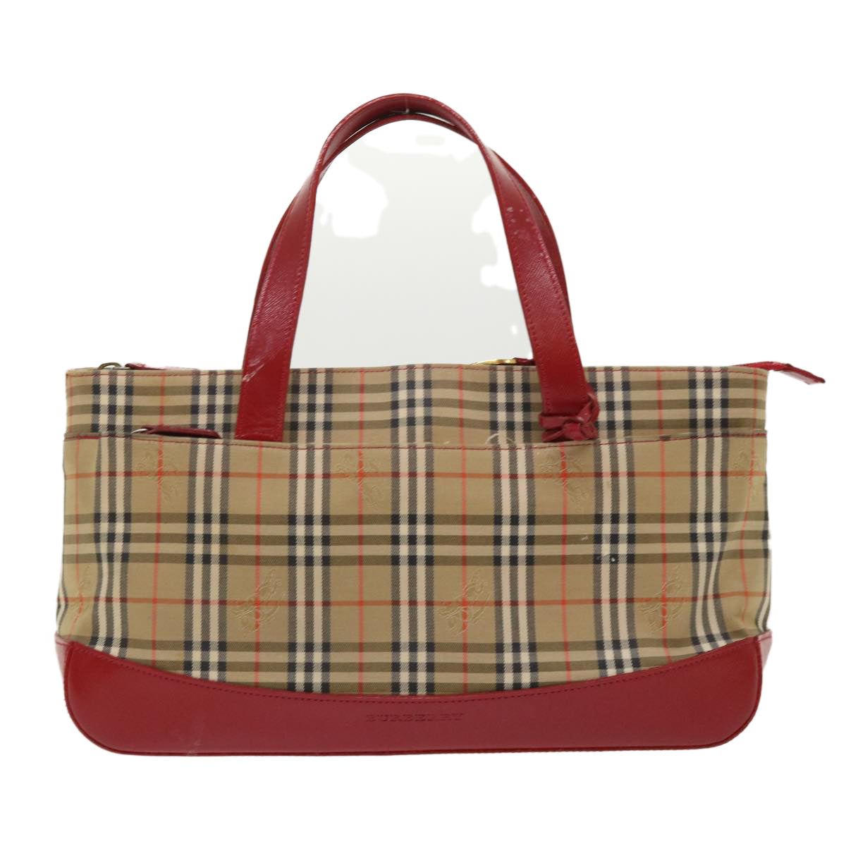 BURBERRY Nova Check Hand Bag Nylon Leather Beige Auth 46955