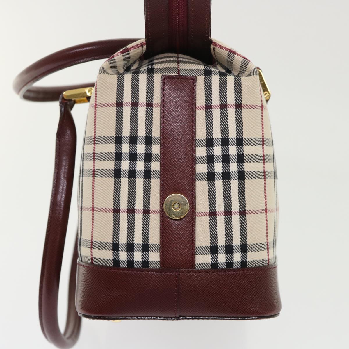 BURBERRY Nova Check Hand Bag Nylon Leather Beige Auth 46958