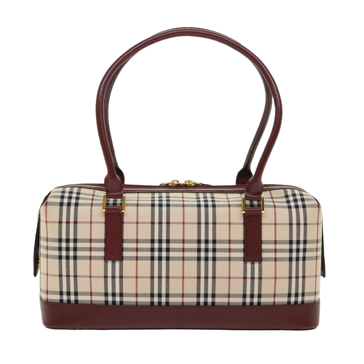 BURBERRY Nova Check Hand Bag Nylon Leather Beige Auth 46958 - 0