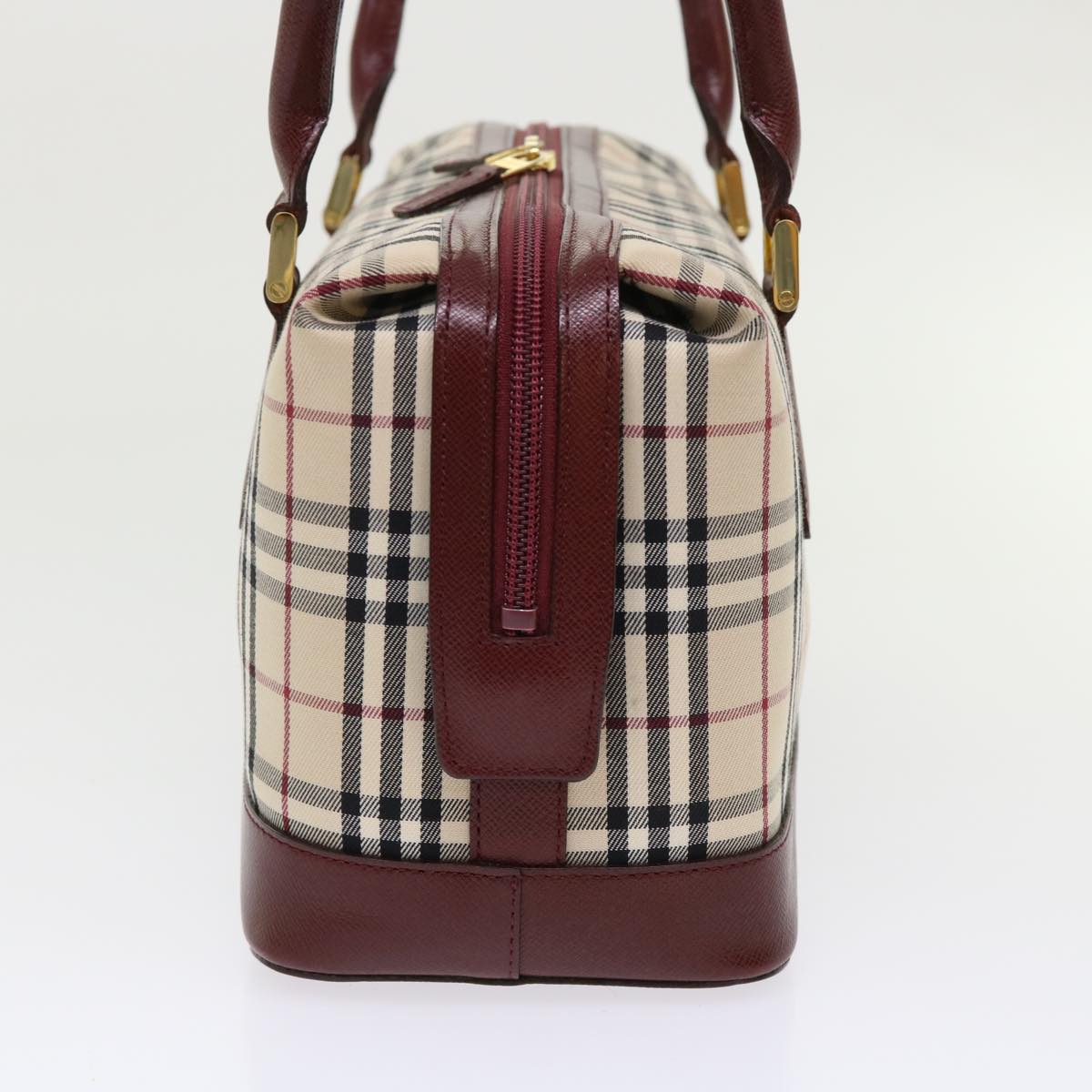 BURBERRY Nova Check Hand Bag Nylon Leather Beige Auth 46958