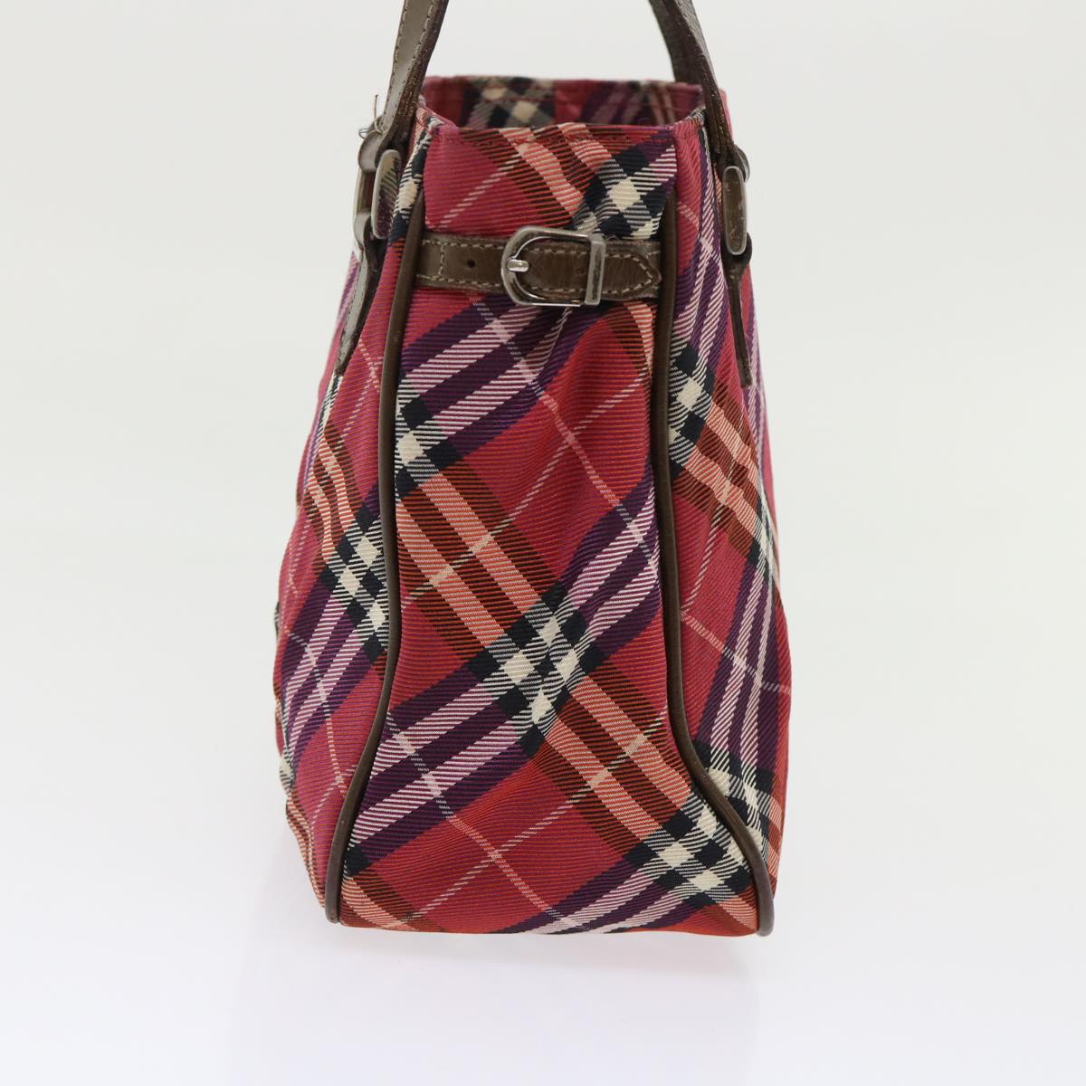 BURBERRY Nova Check Hand Bag Nylon Leather Red Auth 46960