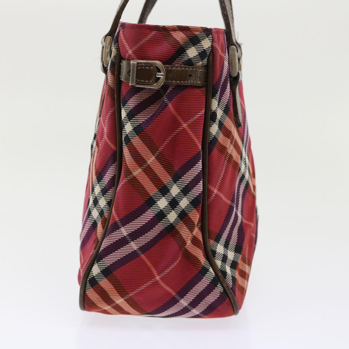 BURBERRY Nova Check Hand Bag Nylon Leather Red Auth 46960