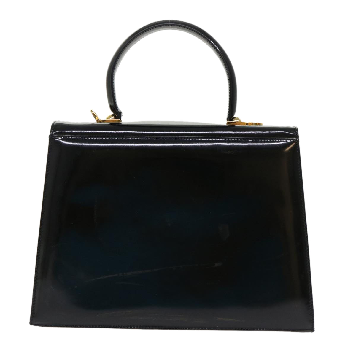 Salvatore Ferragamo Gancini Hand Bag Patent leather Black Auth 46963 - 0