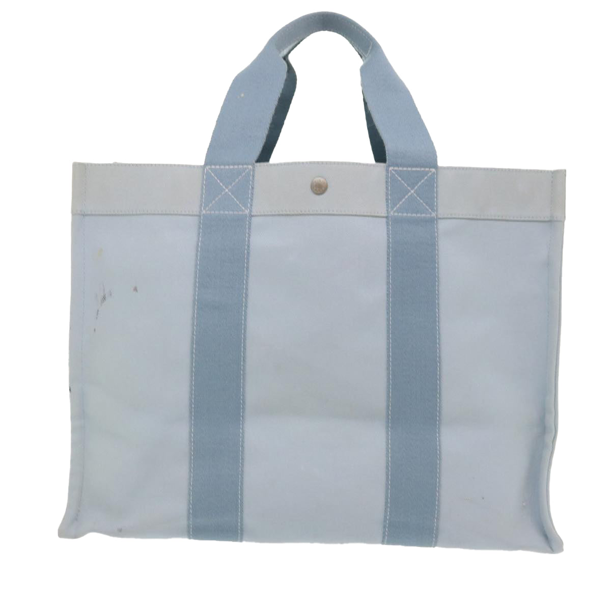 HERMES Coquillage GM Tote Bag Canvas Light Blue Auth 46966