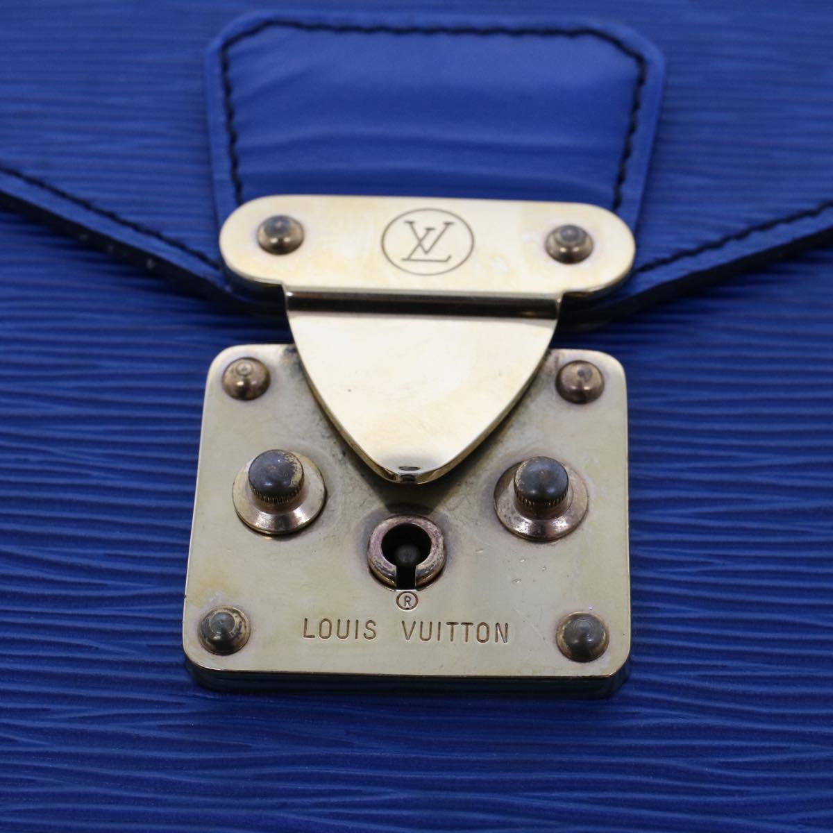 LOUIS VUITTON Epi Porte Documents Senatur Briefcase Blue LV Auth 47038