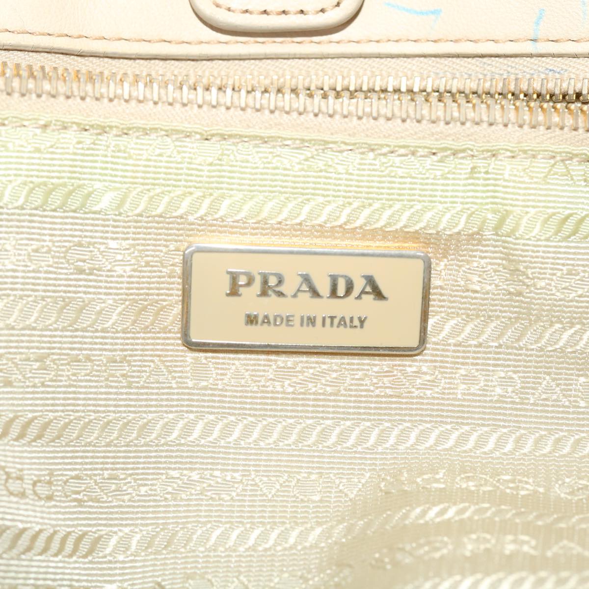 PRADA Hand Bag Nylon 2way Beige Auth 47055