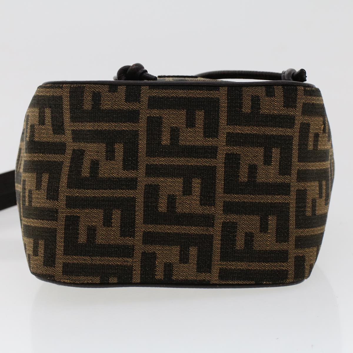 FENDI Zucca Canvas Shoulder Bag Brown Black Auth 47059