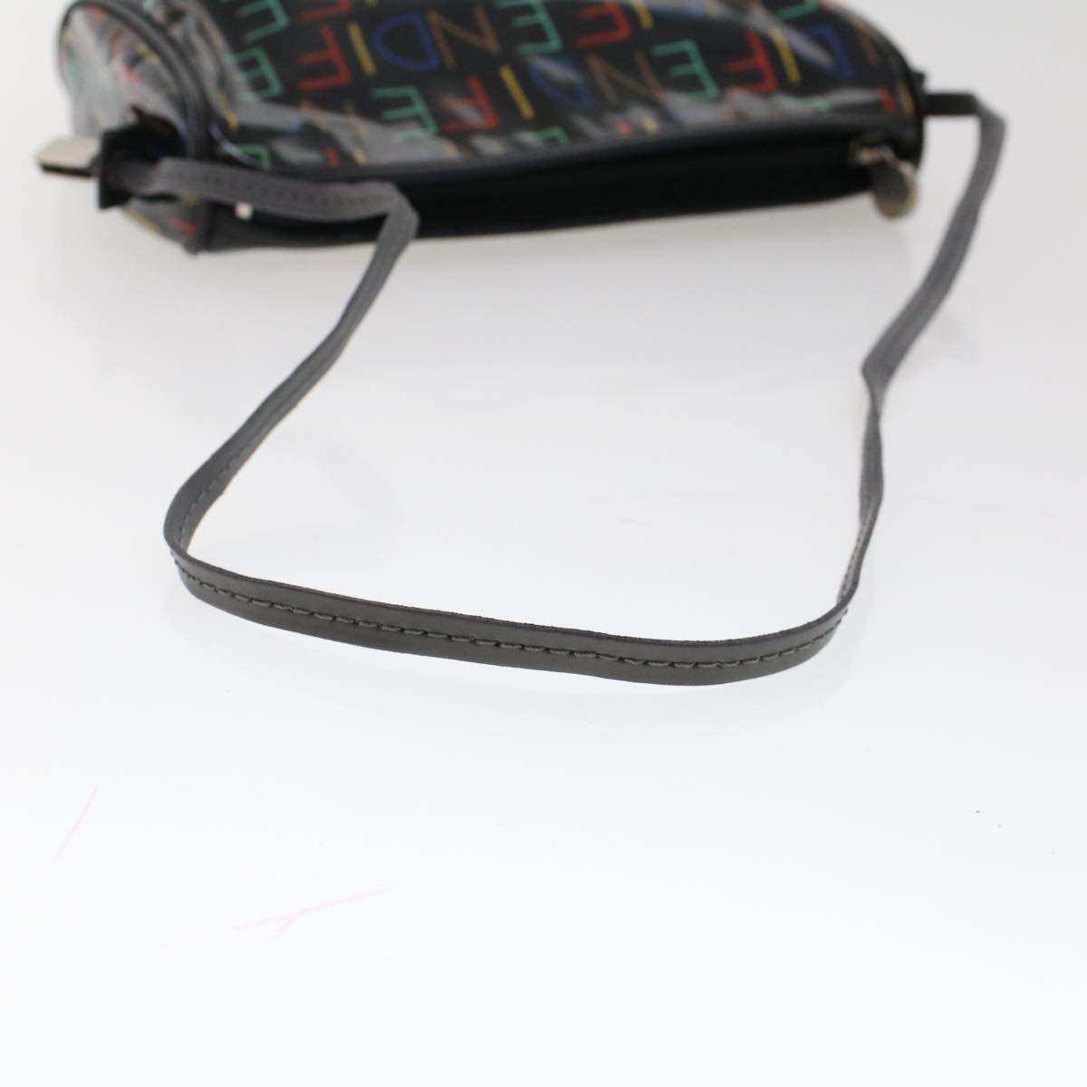 FENDI Shoulder Bag Enamel Black Multicolor Auth 47063