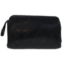 CHANEL Pouch Lamb Skin Black CC Auth 47074-2