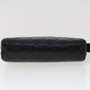 CHANEL Pouch Lamb Skin Black CC Auth 47074-6