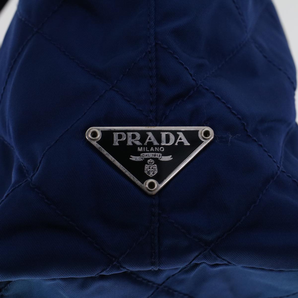 PRADA Quilted Shoulder Bag Nylon Leather Navy Auth 47100