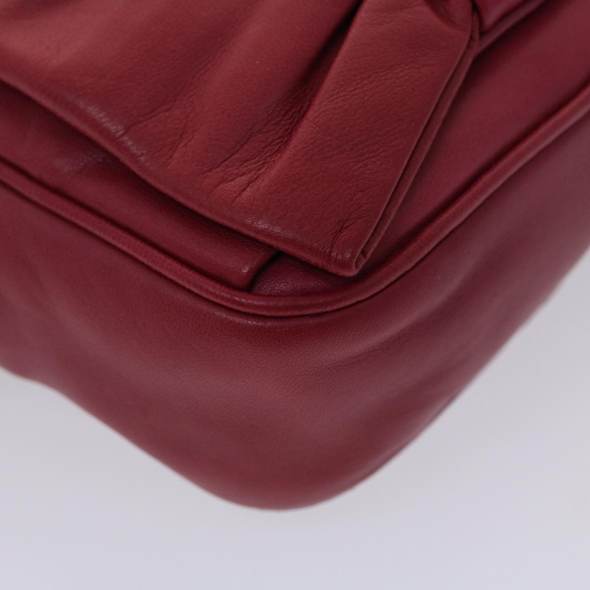 PRADA Ribbon Shoulder Bag Leather Pink Auth 47108
