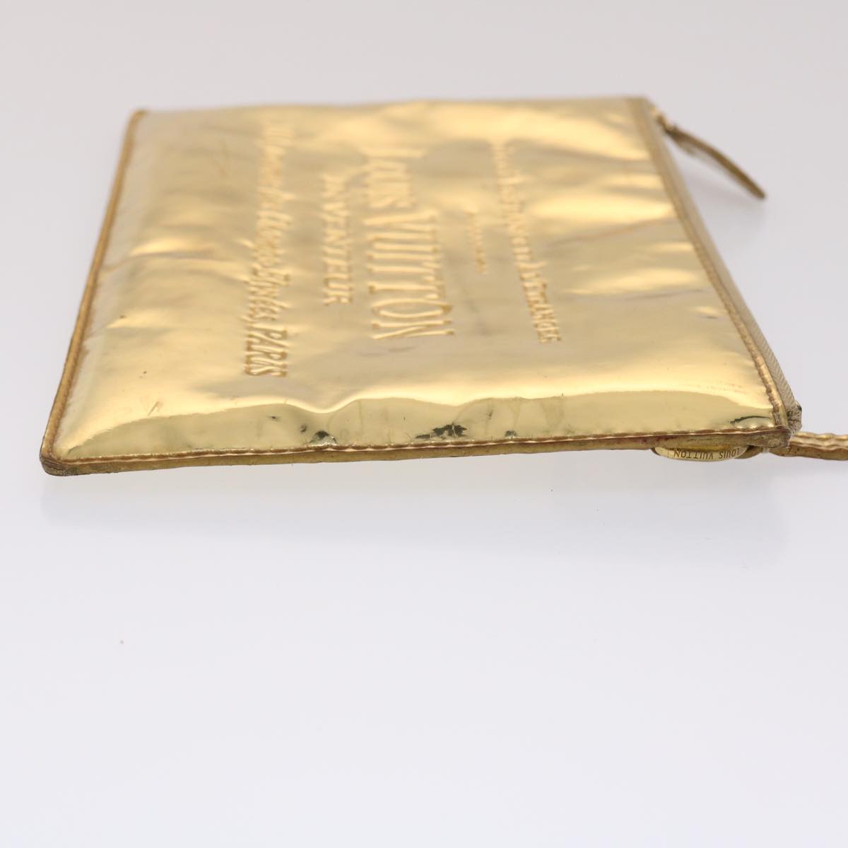 LOUIS VUITTON Monogram Miroir Pochette Plat Clutch Bag Gold M95278 Auth 47184