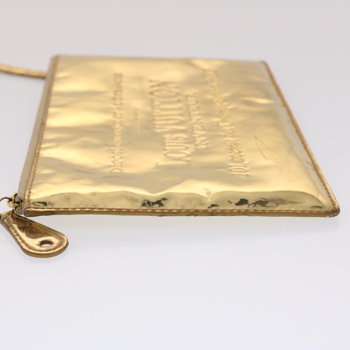 LOUIS VUITTON Monogram Miroir Pochette Plat Clutch Bag Gold M95278 Auth 47184