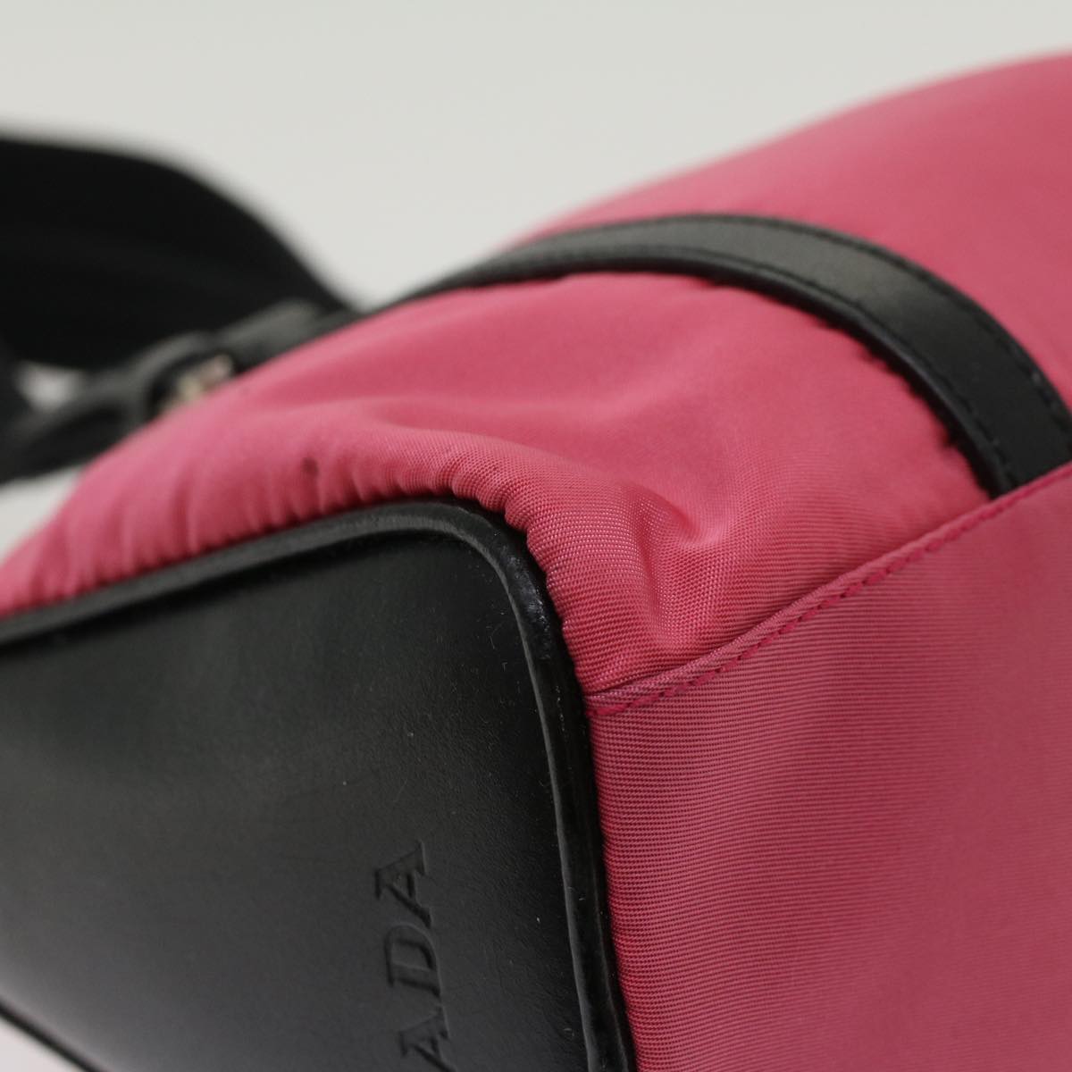 PRADA Shoulder Bag Nylon Leather Pink Auth 47190