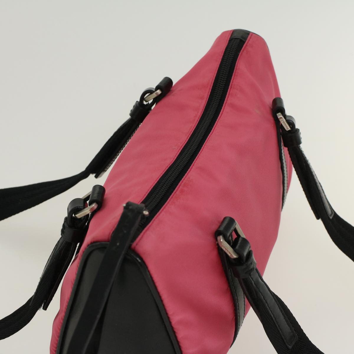 PRADA Shoulder Bag Nylon Leather Pink Auth 47190