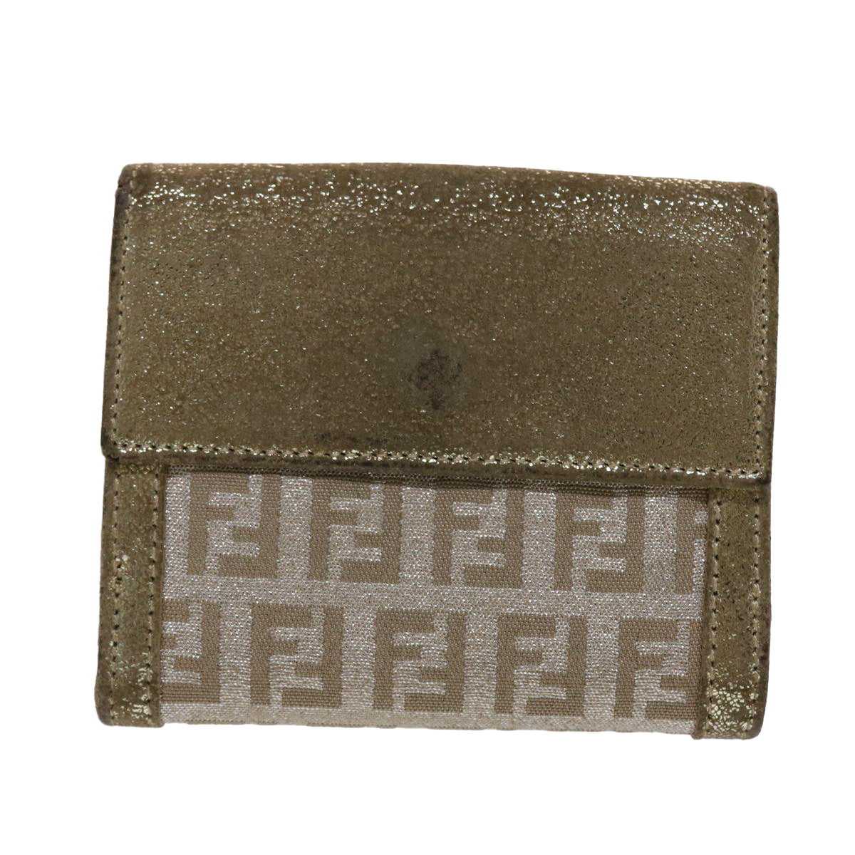 FENDI Zucchino Canvas Wallet Silver Auth 47197 - 0