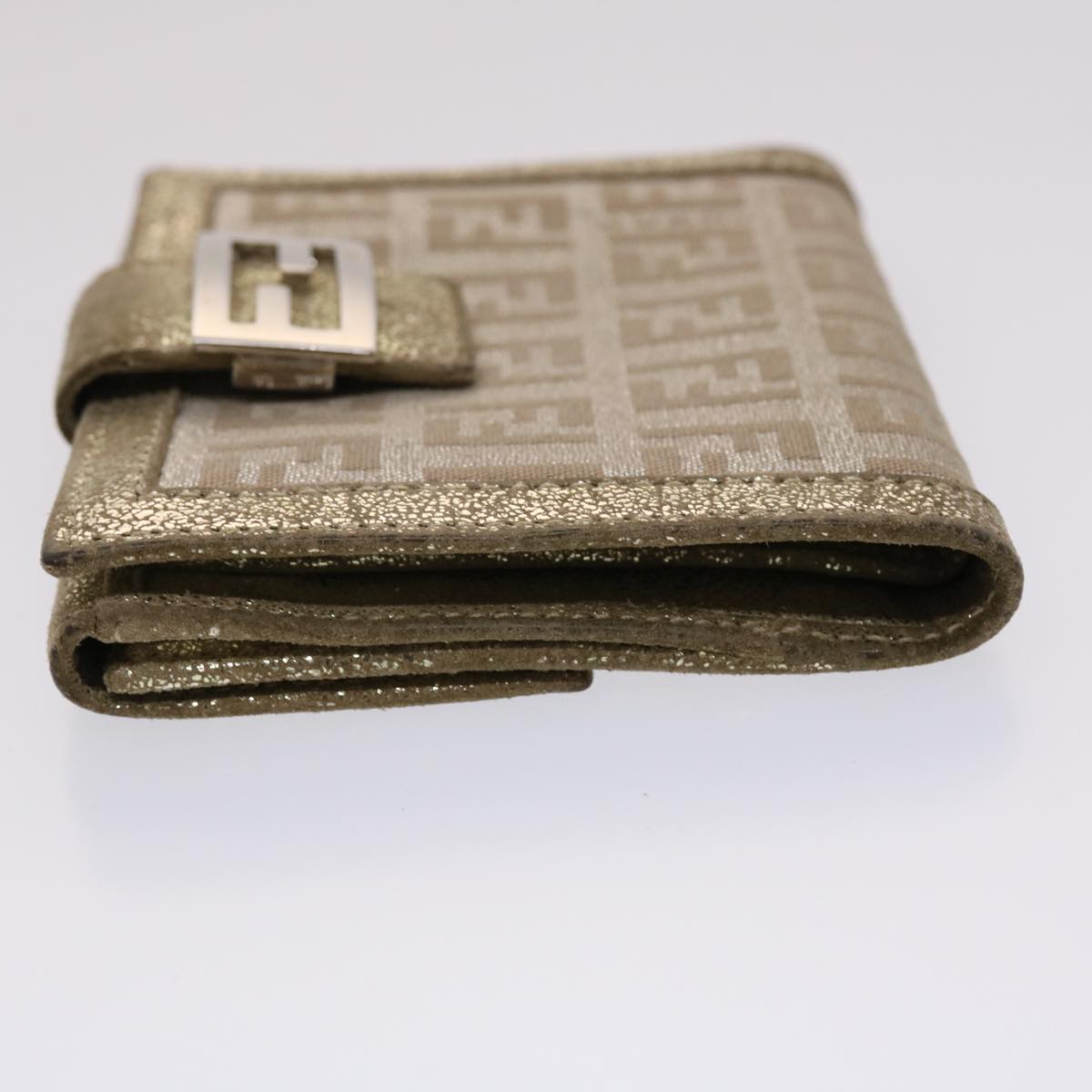 FENDI Zucchino Canvas Wallet Silver Auth 47197